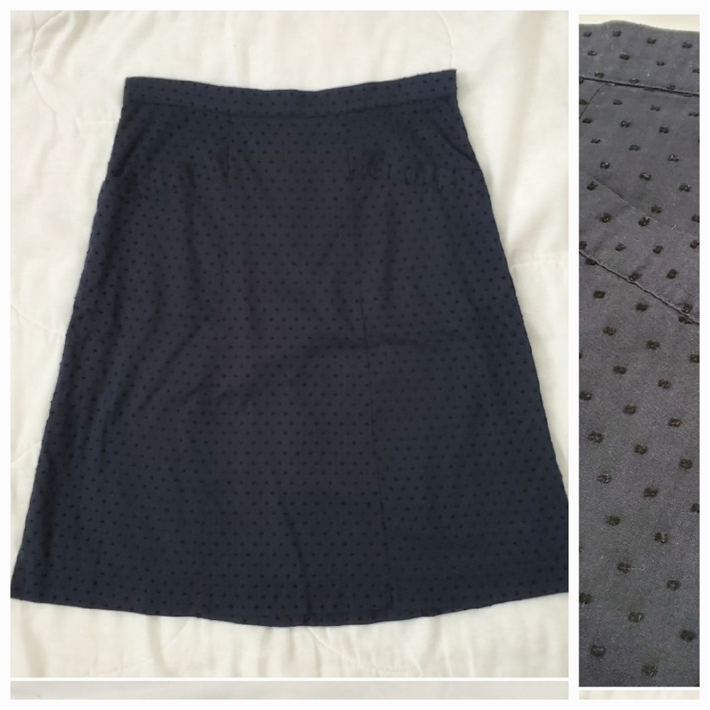 American Eagle Midi Skirt Black Swiss Dot Size 4
